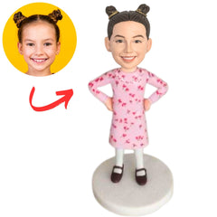 Kid Girl in Pink Skirt Custom Child Bobbleheads