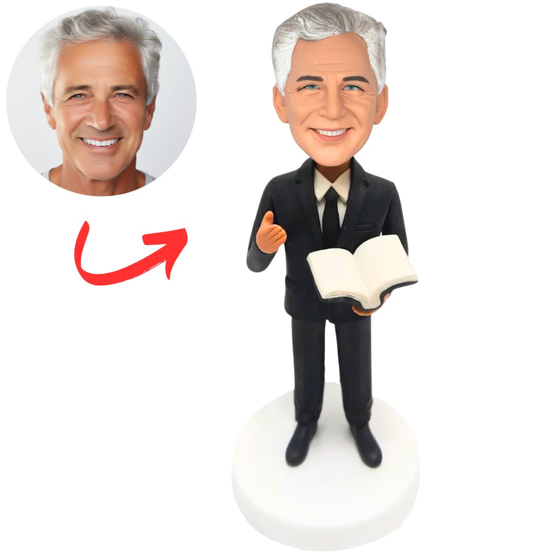 Personalized Black Suit Teacher Bobbleheads