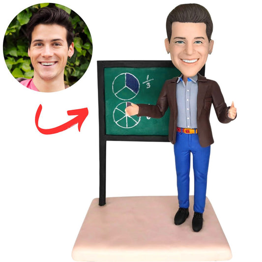 Personalized Male Teacher And Blackboard Bobbleheads