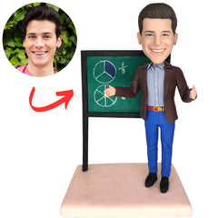 Personalized Male Teacher And Blackboard Bobbleheads