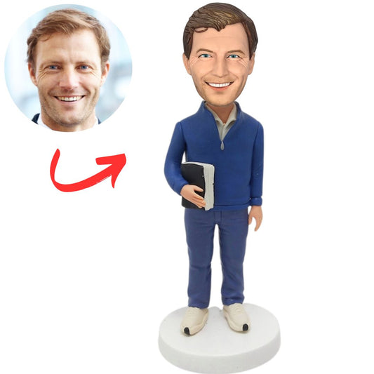 Teacher in Blue Suit Custom Bobbleheads