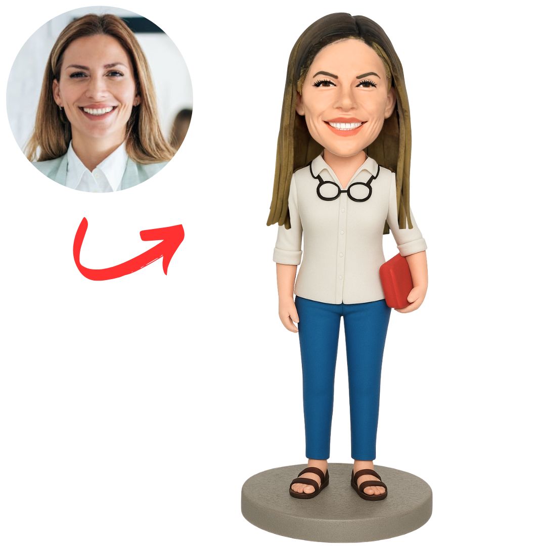 White Shirt Female Teacher Personalized Bobbleheads