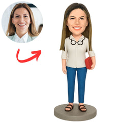 White Shirt Female Teacher Personalized Bobbleheads