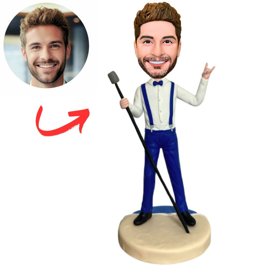Male Singer Holding Microphone Custom Bobbleheads