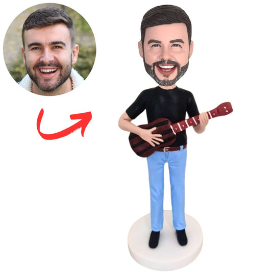 Male Musician Gift for Guitar Player Custom Bobbleheads
