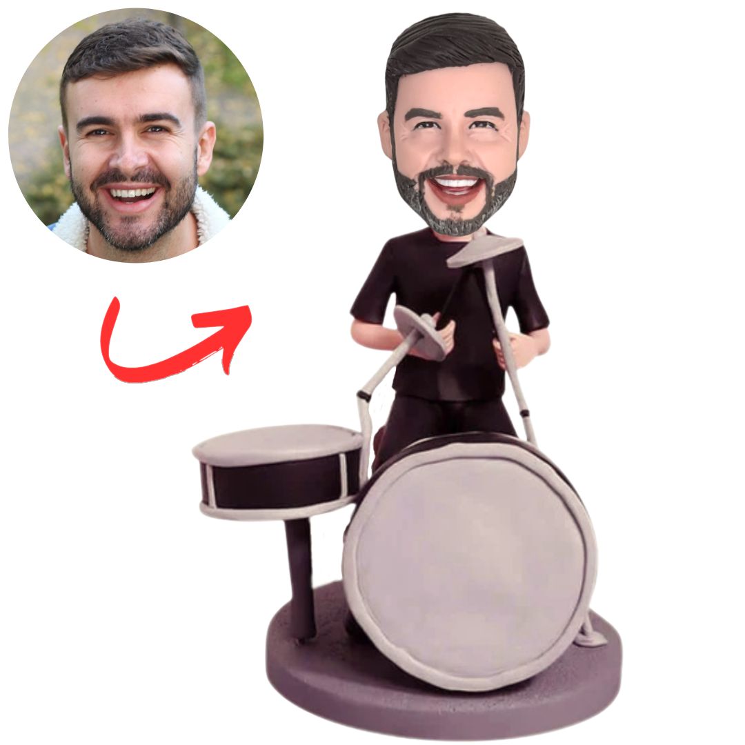 Man Drumming on Stage Style Kit Custom Bobbleheads