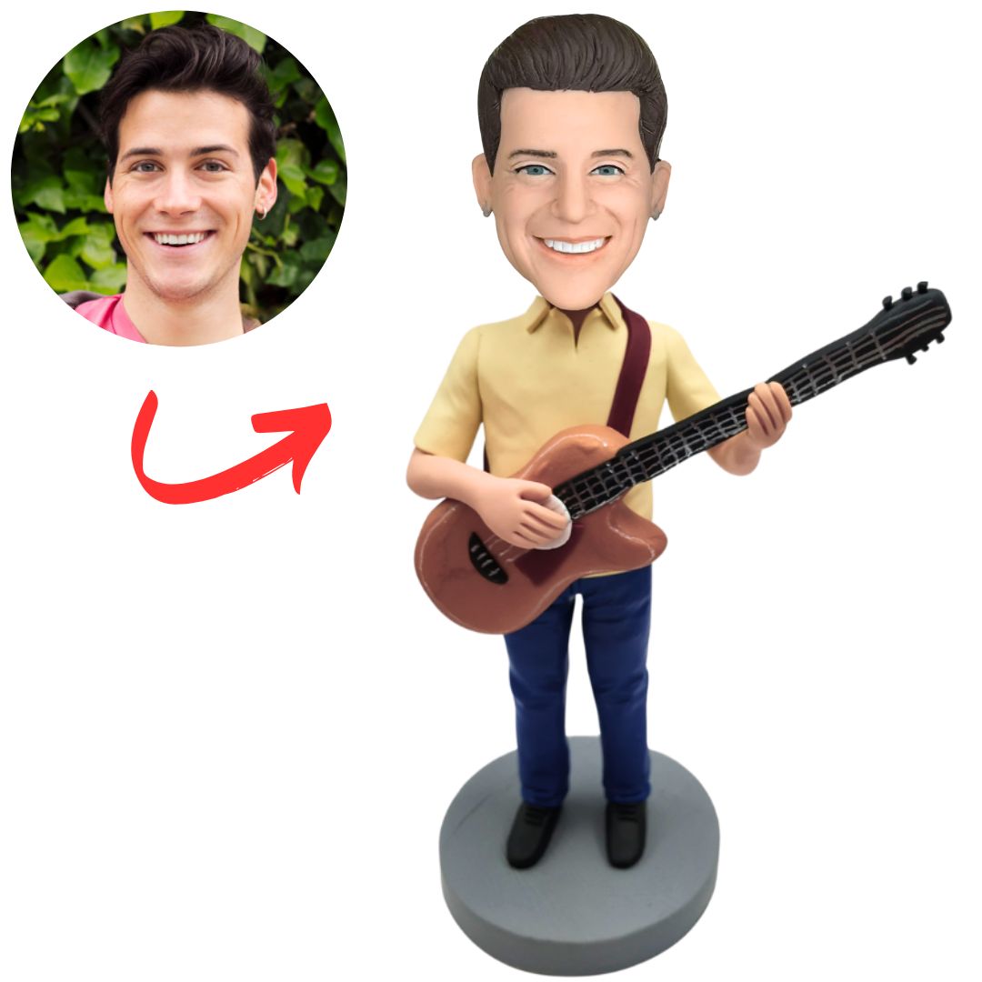 Yellow Shirt Guitar Player Custom Bobbleheads