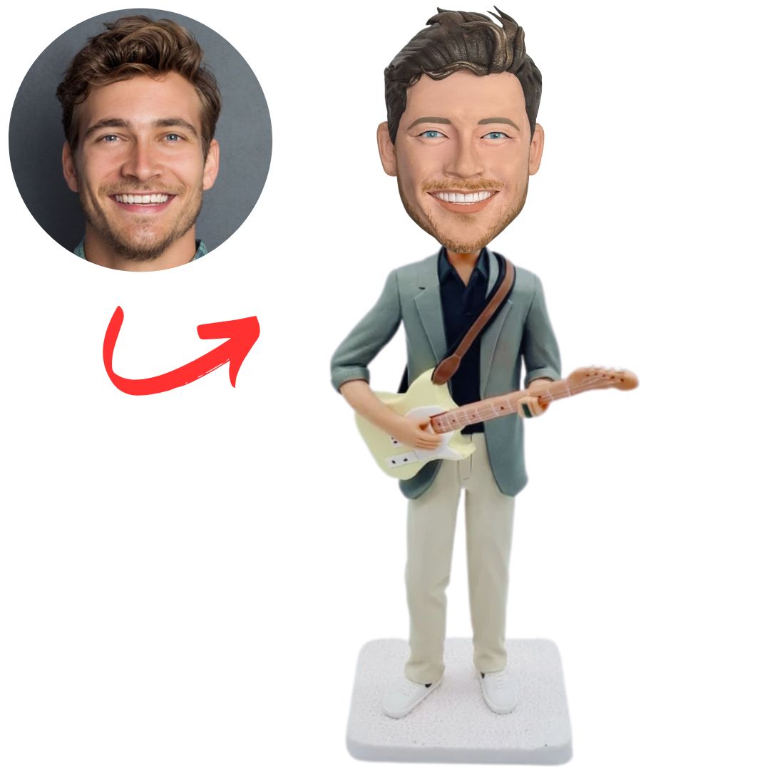 Man Playing Electric Guitar Custom Bobbleheads
