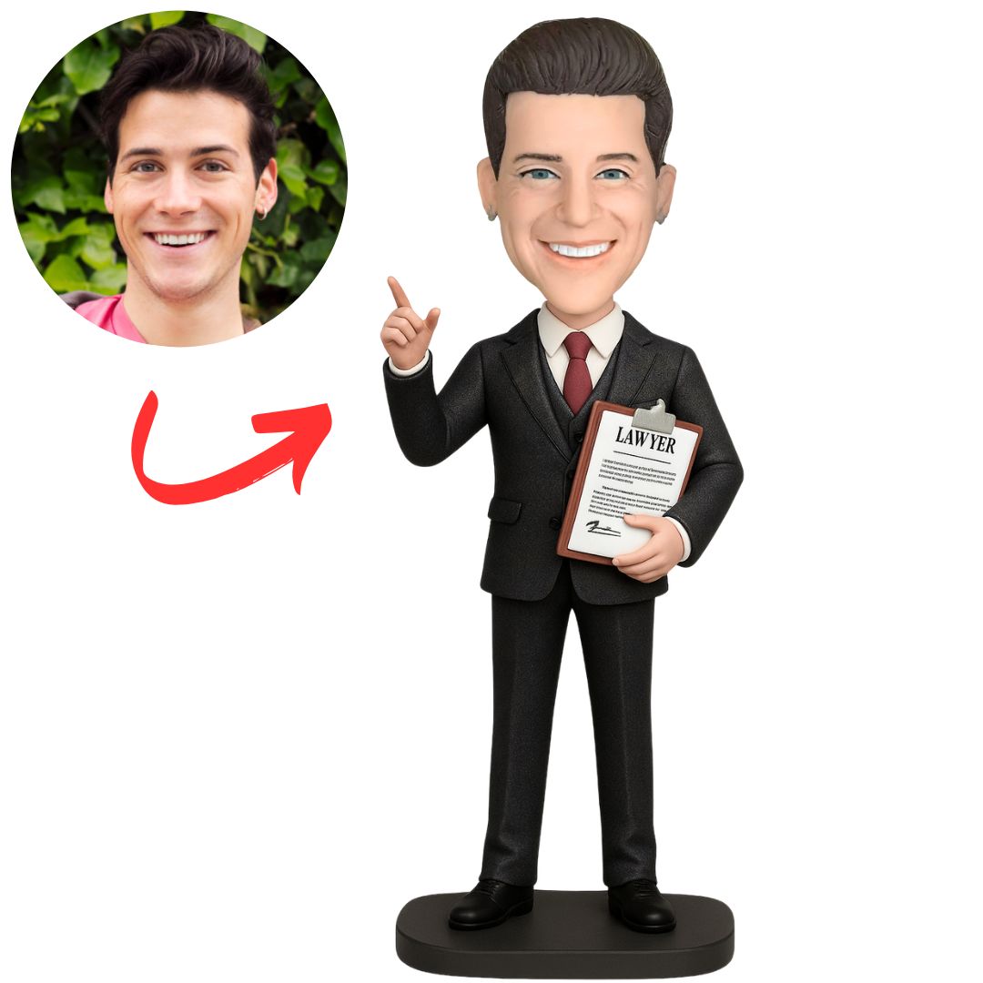 Lawyer in Suit with Legal Documents Custom Bobbleheads