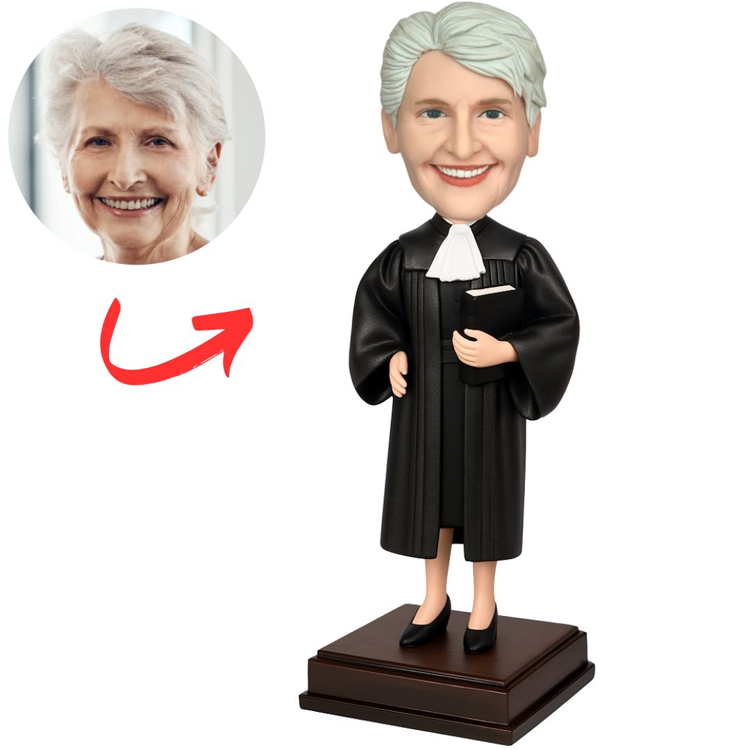Female Judge Holding Law Book Custom Bobbleheads