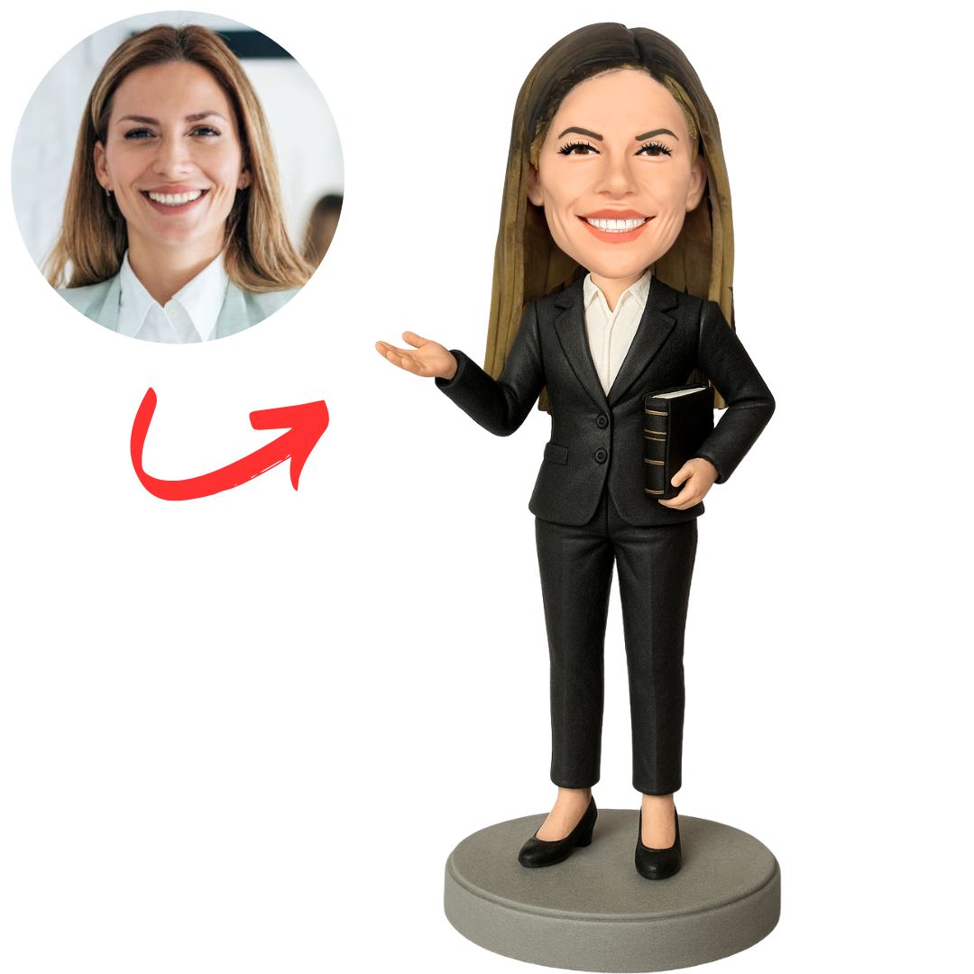 Lawyer Black Suit Business Woman Custom Bobbleheads