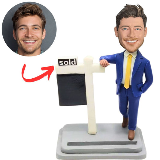 Real Estate Agent And Card Holder Base Custom Bobbleheads