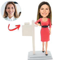 Female Real Estate Agent in Red Dress Custom Bobbleheads