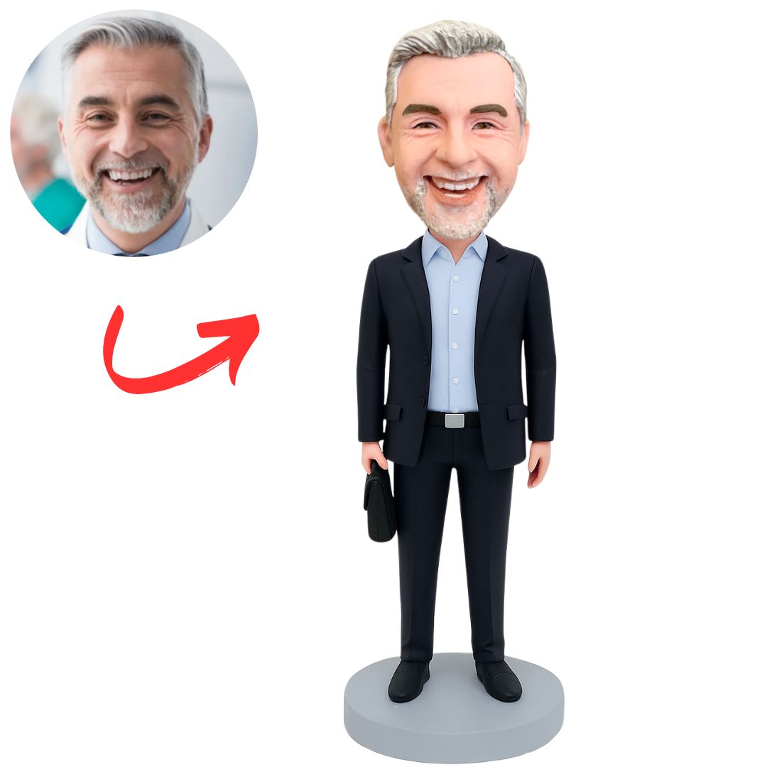 Male Lawyer in Black Suit Custom Bobbleheads