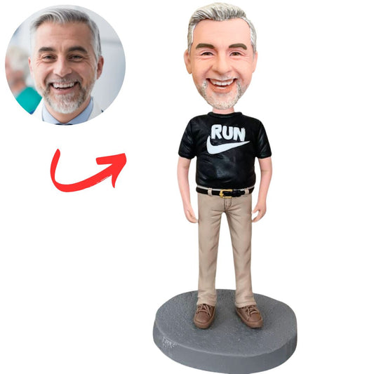 Casual Man in Run Shirt Custom Bobbleheads