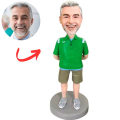 Green Shirt Happy Man Custom Bobbleheads