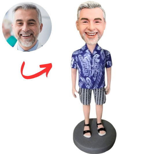 Casual Man in Hawaiian Shirt Custom Bobbleheads