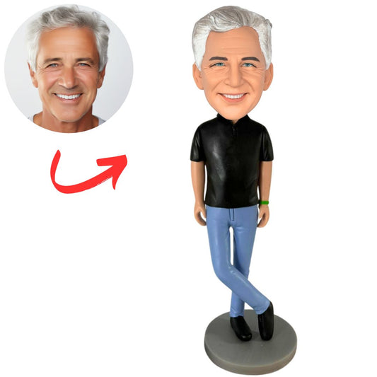 Casual Man in Blue Pants Custom Bobbleheads