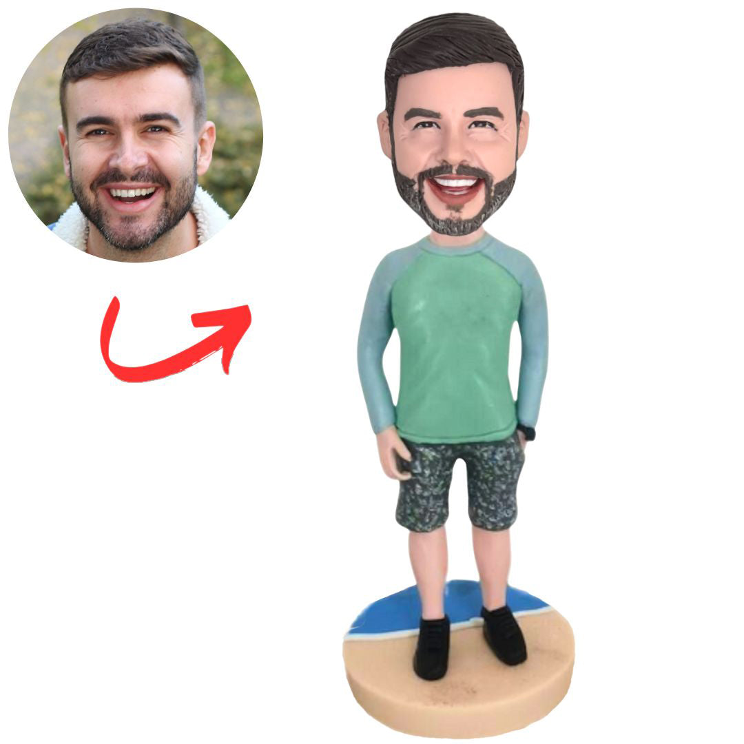 Modern Man Standing on The Beach Custom Bobbleheads