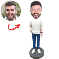 Fashion Man Holding Mobile Phone Custom Bobbleheads