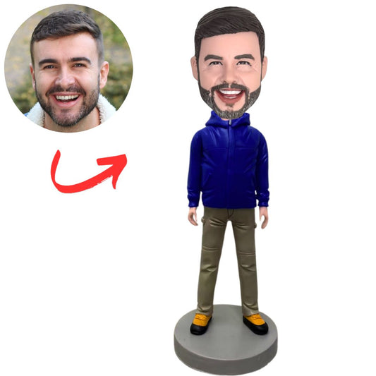 Blue Hoodie Modern Man Custom Bobbleheads