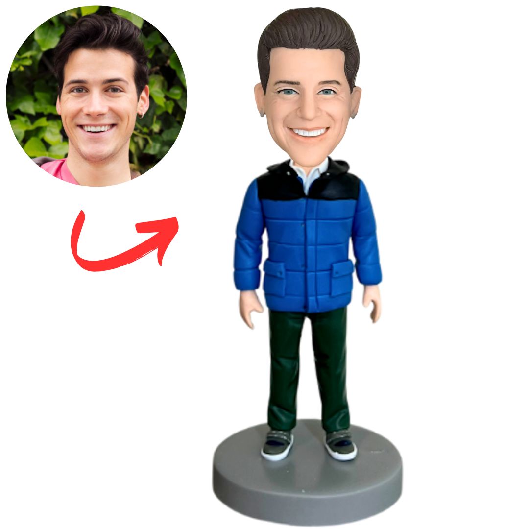 Fashion Man in Down Jacket Custom Bobbleheads