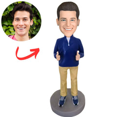 Casual Man with Thumbs-Up Pose Custom Bobbleheads