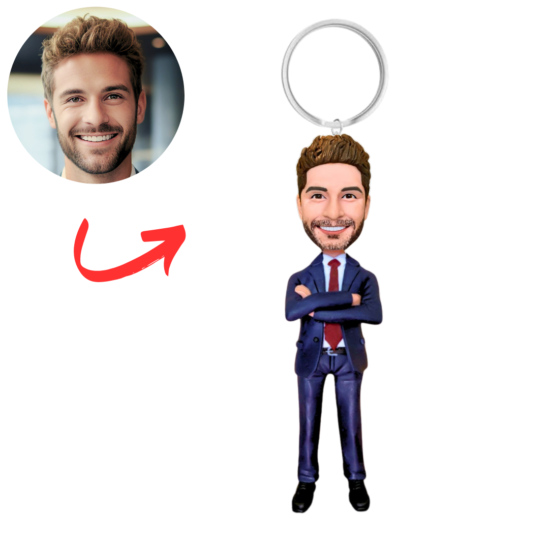 Business Man Keychain Custom Bobbleheads