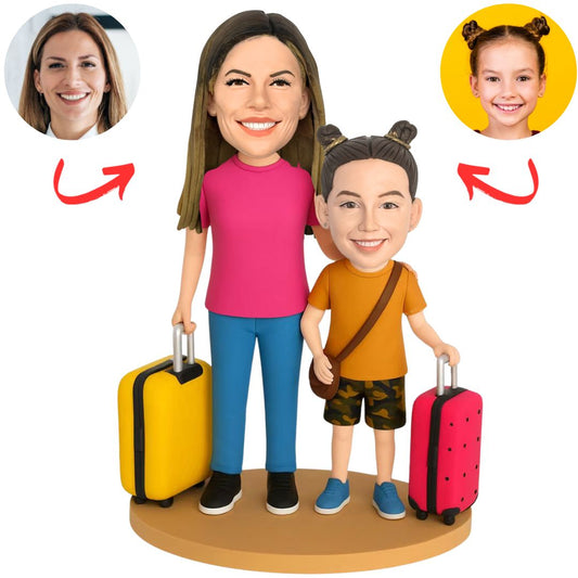 Mother and Daughter Travel Personalized Bobbleheads