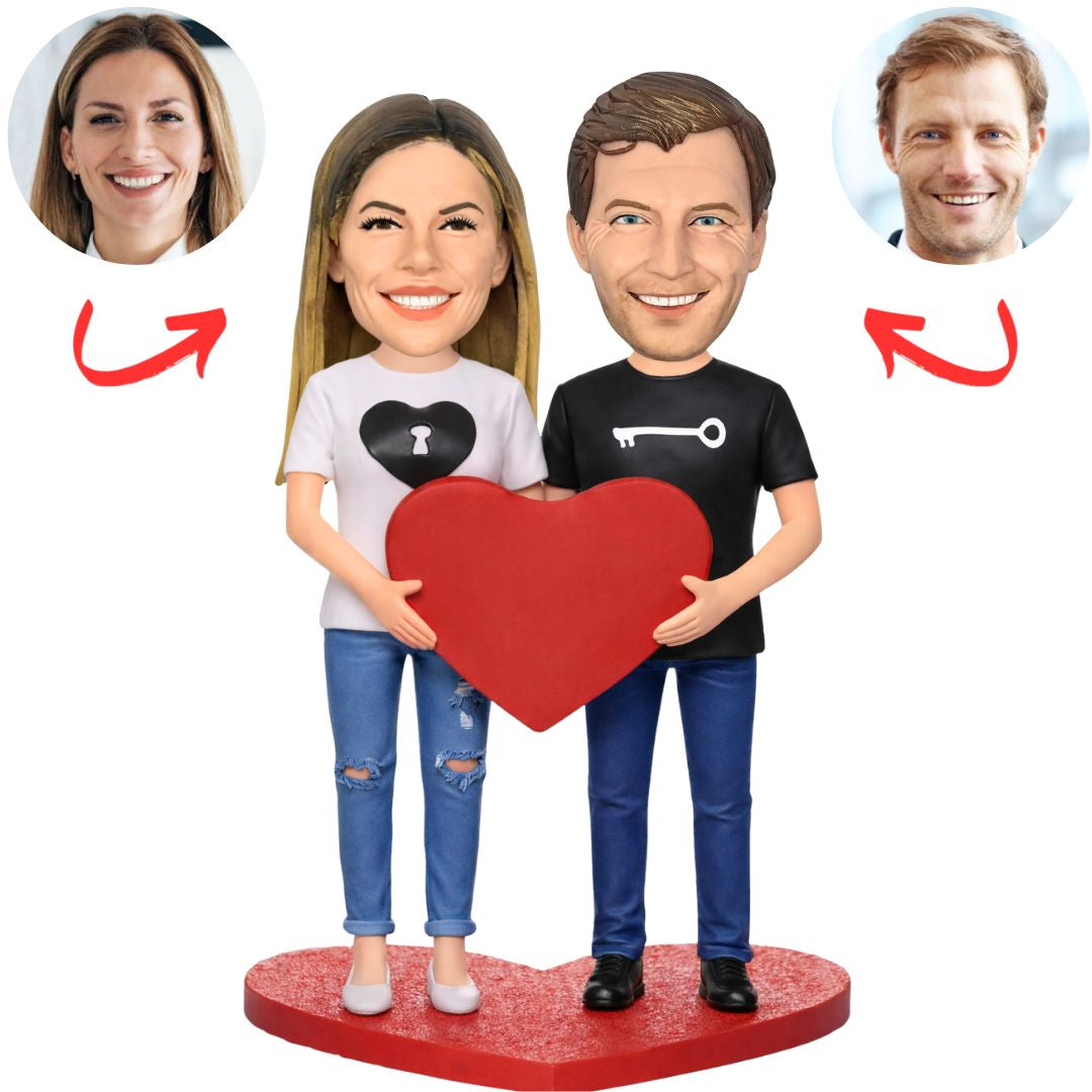 Couple Wearing Lock and Key Couple Clothes Custom Bobbleheads