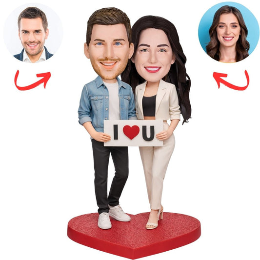 I Love U Happy Couple Custom Bobbleheads