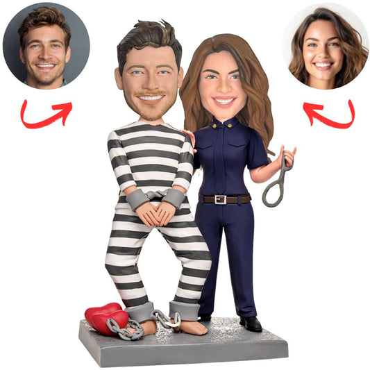 Police and Prisoner Couple Custom Bobbleheads