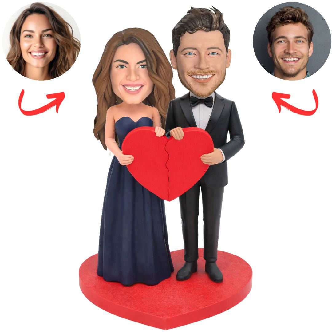 Couple Holding Broken Heart Custom Bobbleheads