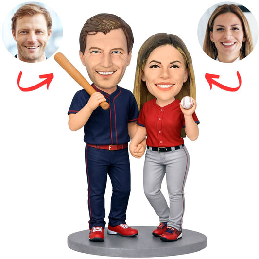Baseball Couple Sports Enthusiasts Custom Bobbleheads