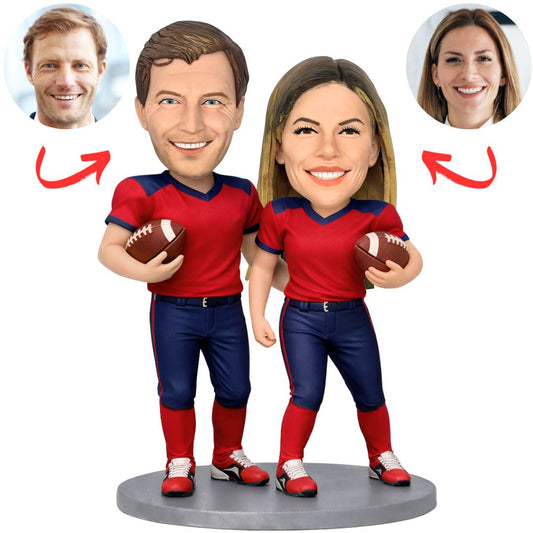 Football Couple Player Sports Fans Custom Bobbleheads