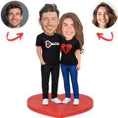 Key to My Heart Couple Custom Bobbleheads