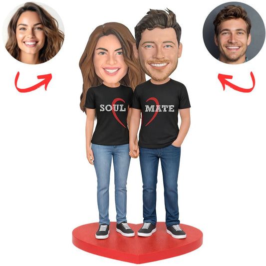 Soulmate Heart Couple Custom Bobbleheads