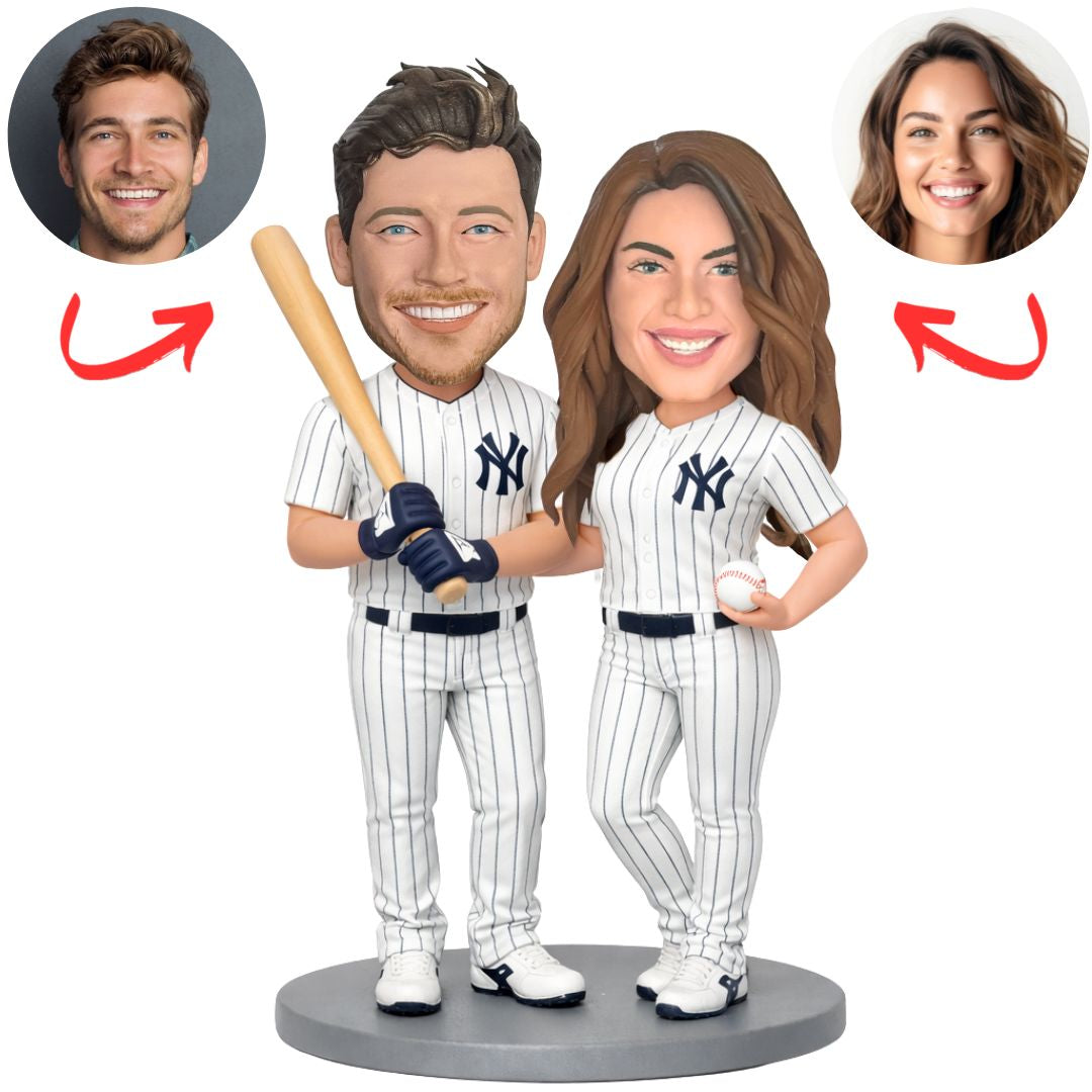 NY Couple Baseball Player Custom Bobbleheads