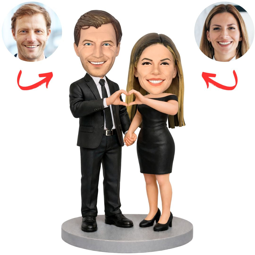 Black Suit Business Couple Custom Bobbleheads