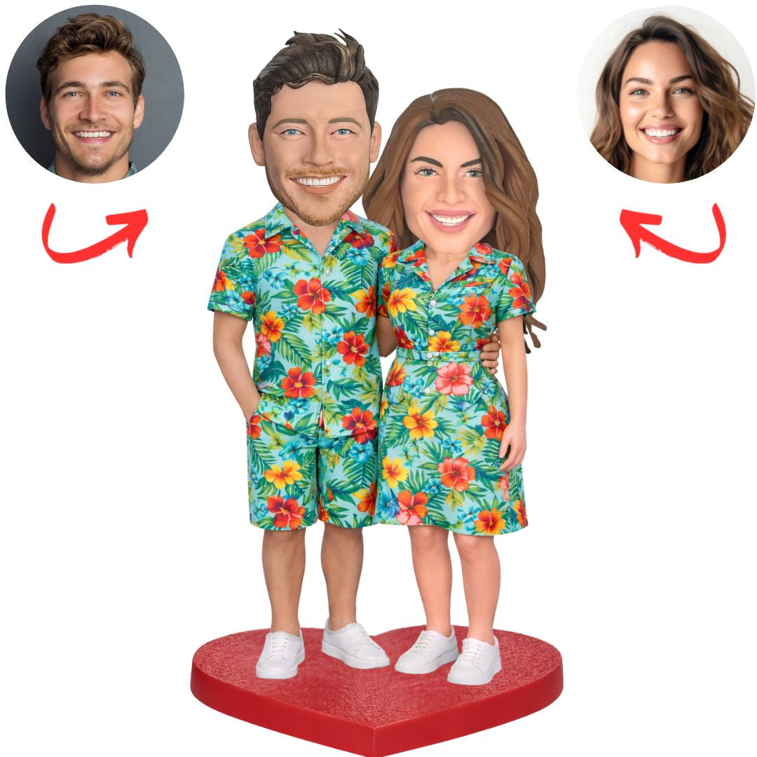 Hawaiian Shirt Couple Custom Bobbleheads