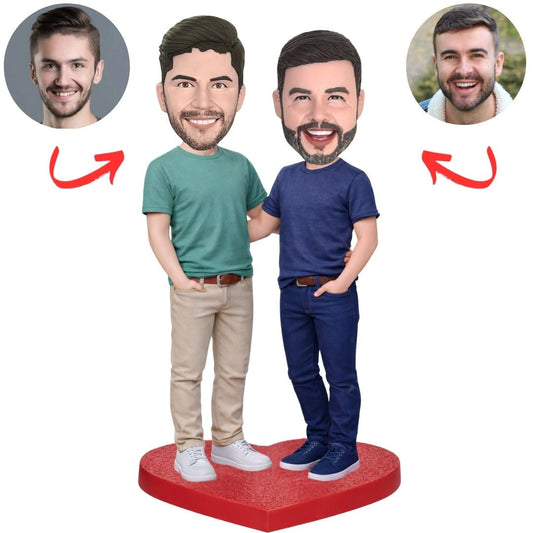 Casual Outfit Gay Male Couple LGBT Custom Bobbleheads