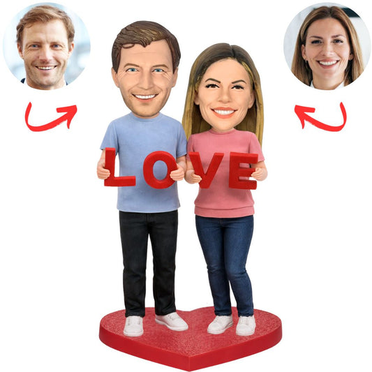 LOVE Casual Couple Custom Bobbleheads