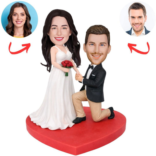 Couple Getting Engaged Custom Bobbleheads