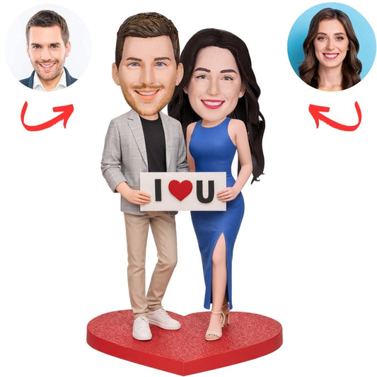 I Love You Sign Modern Couple Custom Bobbleheads