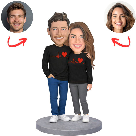 ECG-themed Couple Clothing Custom Bobbleheads