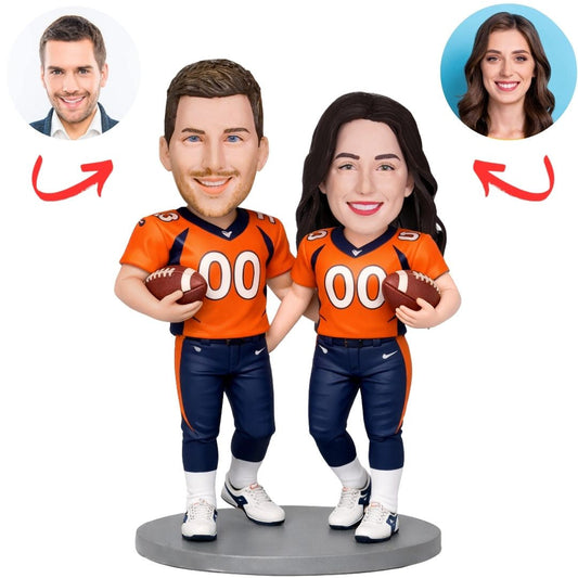 Denver Broncos Football Couple Player Fans Custom Bobbleheads