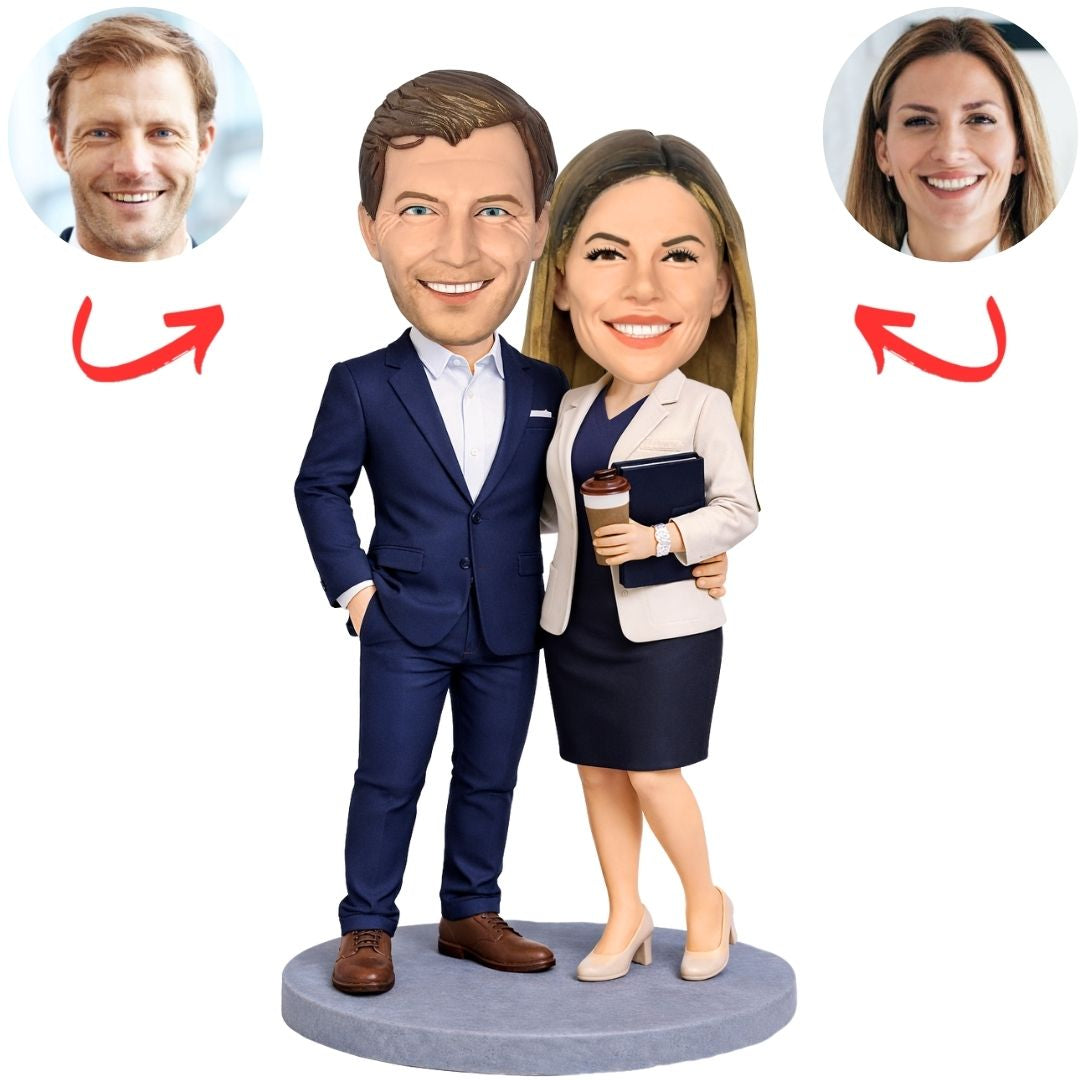 Business Office Couple Custom Bobbleheads