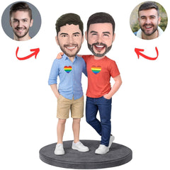 LGBT Gay Couple Rainbow Shirt Custom Bobbleheads