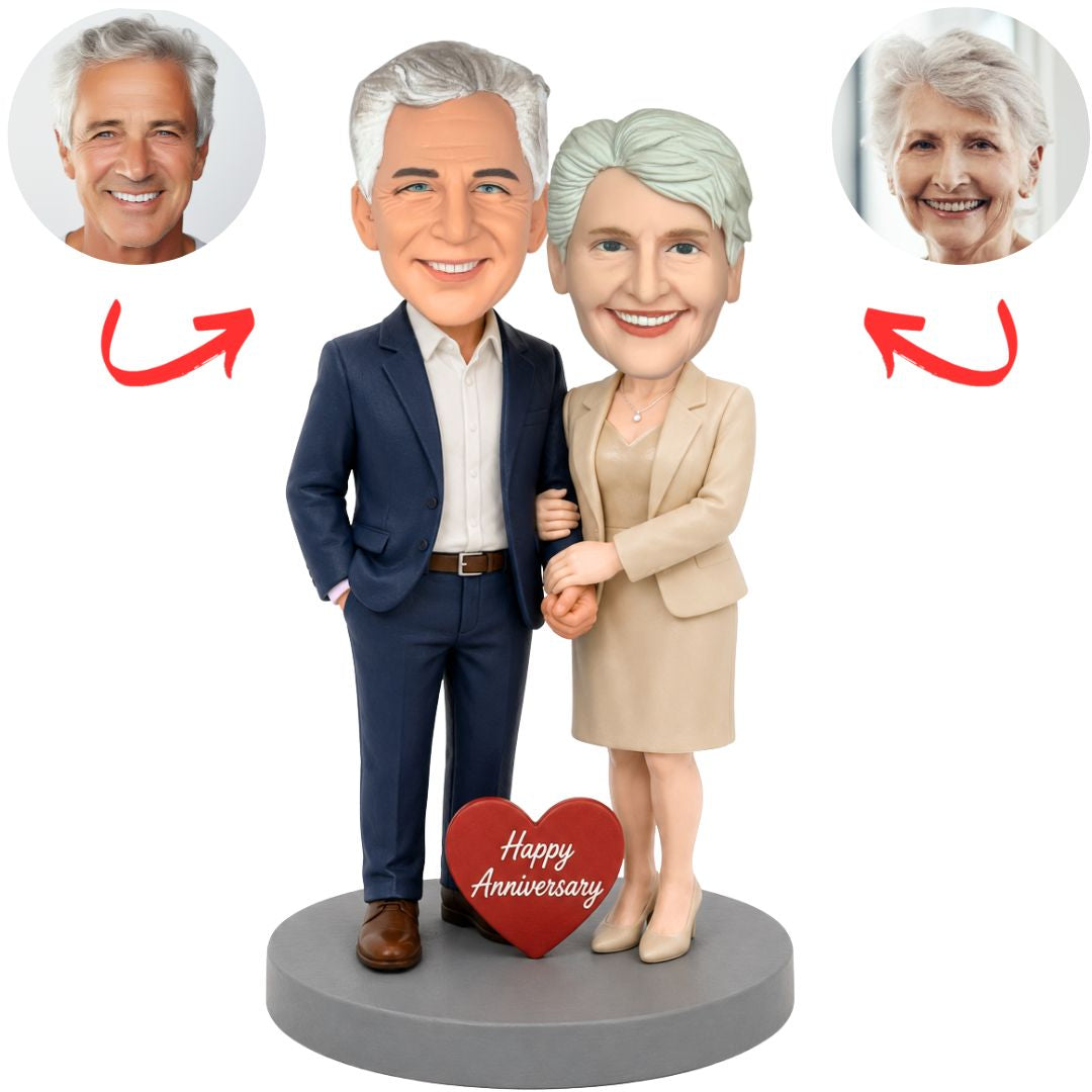 Elderly Couple Anniversary Custom Bobbleheads