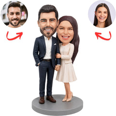 Elegant Couple Holding Hands Custom Bobbleheads
